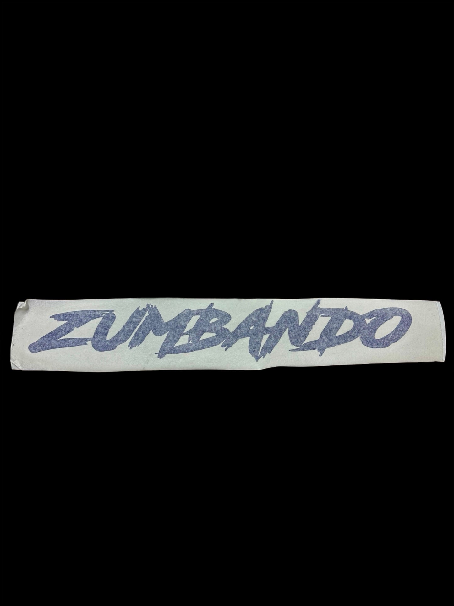 Purple “Zumbando” windshield banner